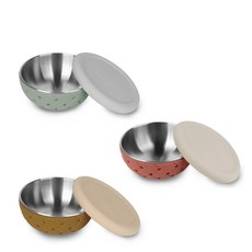 MEROWARE TAMI 不鏽鋼兒童隔熱碗400ML 三入組 (搭贈316不鏽鋼兒童湯匙 台灣製), 3個, 3個碗