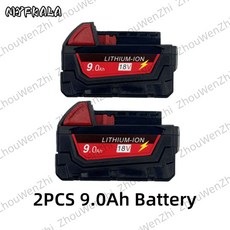 밀워키 M18 18V 리튬 교체 배터리용 9Ah 고용량 48-11-1860 48-11-1850 48-11-1840 공구, [13] 2PCS 9.0Ah Battery