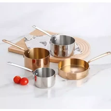 소스팬 스틸 밀크팟 소스팟 스테인레스 계량컵 스텐 우유 끓이기 아메리카노 냄비 손잡이, 7. 냄비 440ml 로즈골드 10.3cm