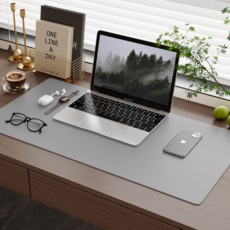 超大皮革桌墊 筆記型電腦辦公墊 防水耐髒辦公桌墊, 30cm*60cm, 鉛華灰【車線】