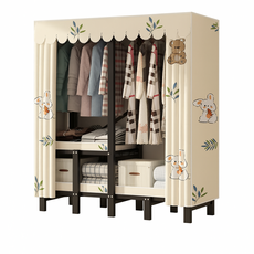 加粗鋼管布衣櫃 多層收納掛衣架 臥室宿舍出租屋必備 加固防塵布櫥櫃 簡約現代衣櫥, 小小兔