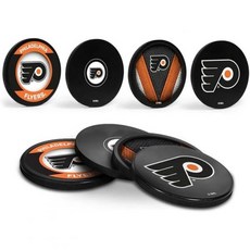 사브르 공식 라이선스 음료 코스터 4개 세트 하키 퍼 디자인, 브루인 공식 라이선스 음료 코스터 4개 세트 하키 퍽