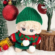 10公分聖誕娃衣棉花娃娃毛衣套裝 冬裝帽子圍巾配飾公仔, 1個, 紅綠條紋圍巾,10cm（僅售娃衣）