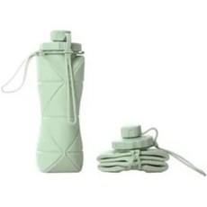 접이식 실리콘 여행용 물병 20온스 600ml 재사용 가능 누수 방지 BPA 프리 스포츠 병 휴대용 끈 포함 그린 3189849