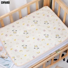 DFMEI 嬰兒紗布隔尿墊嬰童用品紗布棉可水洗防水透氣寶寶A類牀墊, 1個, 黃衣狗