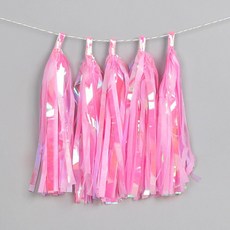 파티장식 핑크 홀로그램 태슬수술 5개입 파티세트fal9+3Lwg
