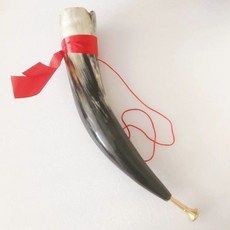 뿔피리 양각나팔 악기 쇼파르 뱃고동 나팔 입문 진격 호른 혼 램스 경적 인테리어 바이킹, 1개, 대형 매끄러운 소뿔 구리 마우스 48cm, 기본 모델명/품번