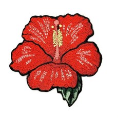 히비스커스 꽃 패치 - 재킷 배낭 모자 가방 및 DIY 공예 프로젝트를 위한 생생하고 사실적인 자수 열대 꽃 아플리케, 히비스커스 꽃 패치 - 재킷, 배낭, 모자, 가방 및