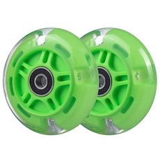 WHEELGOO 후면 80mm 라이트 업 화이트 플래시 3륜 아동용 스쿠터 교체 휠 Micro Globber Lascoota 킥 스쿠터와 호환 2팩 (블루) 135188 5, 초록색
