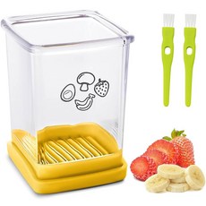 스테인리스 스틸 딸기 바나나 슬라이서 합니다 있어야 빠르게 푸시 있는 주방 과일 플레이트가 만들기 샐러드 스피드 커터 기기가 노란색, Yellow