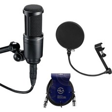오디오 테크니카 AT2020 콘덴서 스튜디오 마이크 번들 팝 필터 및 XLR 케이블 포함 USA, Bundle w/ Pop Filter & Cable