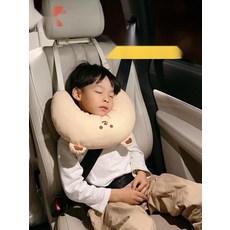 휴대용 에어 목베개 차량용 기내용 여행용 U자형, 1. 브라운 곰 ( 없음)
