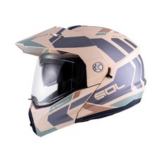 創時代 SOL SM-6P 前衛者 複合可掀式安全帽 全罩式 雙D扣, 消光沙漠黃／銀