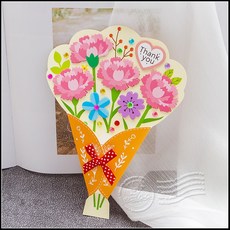 母親節DIY手作康乃馨花束卡片材料包 附信封 小朋友美勞手工賀卡 母親節禮物, 1個, Multicolor