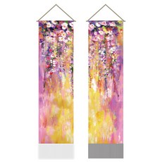 2개 침실 및 거실 장식용 폴리에스터 벽걸이 태피스트리 직사각형 꽃무늬 1160x330mm, 혼합색