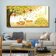 액자 액자형 재물 한쌍 황금 돈나무 DIY키트 금빛, 초대형 120 x 240cm, 1개, kh-09