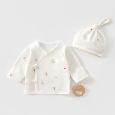新生嬰兒衣服純棉a類0-3月寶寶雙層護肚打底衣春秋款和尚服帶胎帽