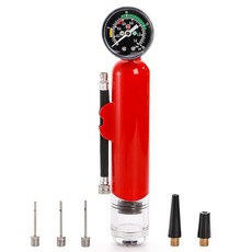 Lawei 압력 게이지가 있는 볼 펌프 바늘과 노즐이 듀얼 액션 스포츠 컴팩트 휴대용 에어 핸드 농구 축구 축구공 럭비 배구용 작은 레드, Lawei 압력 게이지가 있는 볼 펌프, 바늘과 노즐이, 1개