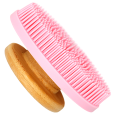 테미러스 우드 실리콘 바디 브러쉬, 1개, 1개입, 핑크  핸드형