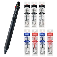 제트스트림 3색 펜 0.38mm SXE3-400-38 + 리필심 7p 세트, 블랙(펜), 흑, 청, 적(리필심), 1세트