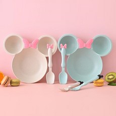 유아 캐릭터 식판 이유식 알록달록 어린이식기세트, 베이지