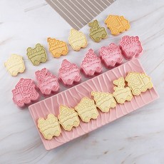 《巧緻》 H款 聖誕節餅乾模 聖誕火車 餅乾模 6件組 糜鹿 聖誕老人 薑餅人 拐杖糖 雪人 聖誕樹 ，餅乾模, 1個, 聖誕節 H款 (聖誕火車), 粉色