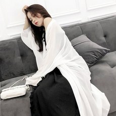 大碼透視長袍開衫