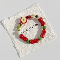 台灣出貨 【蘋果派樂園】陶瓷新中式文藝小清新紅蘋果陶瓷手鏈閨蜜情侶款手鍊手環 情侶手鍊 韓國手鏈 小紅書手帶