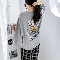 Mint Winnie Couple's Pick Pen Check Set Peanuts 睡衣上下套裝大碼寬鬆家居服兩件套