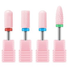 네일드릴비트 셀프 정리 큐티클 멜로디수지 세라믹 네일 드릴 비트 세트 3322.35mm 전문가용 아크릴 파일 매니큐어 페디큐어 젤 폴리싱 5개입, 4 Pcs, Pink