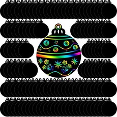 Yeaqee 크리스마스 장식품 스크래치 카드 200개 크리스마스 스크래치 종이 무지개 아트 드로잉 스틱과 리본 포함 DIY 크리스마스 매직 페이퍼 겨울 크리스마스 홈 파, 80