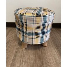 新雲集傢俱 圓形格紋布藝椅凳 附防滑腳墊, 格子, 1個