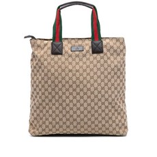 구찌 중고 2016-2025 GG 캔버스 웹 토트 백