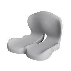 記憶棉連體坐墊 靠背一體護腰靠墊 辦公室椅子學生椅墊 汽車坐墊 腰靠, 44*42*32cm - 舊款淺灰色, 淺灰色