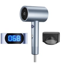 MINI 온도 표시 드라이기 터보 드라이기 고출력 1600w 냉풍 열풍 저소음 차이슨드라이기 (1송풍구+드라이기 선반 1세트), 은색, PD5660
