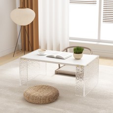 아우스 아크릴테이블 좌식테이블 거실테이블 티테이블 카페 인테리어 소파 테이블, 화이트