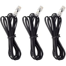 전화기 코드 6P4C 블랙 연장선 케이블 선 RJ11 모듈러 플러그 유선 모뎀 액세서리 6피트 3개 세트