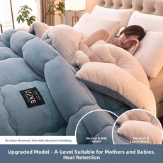 양털 벨벳 담요 겨울 이불 양면 플로킹 기숙사용 싱글 학생용 푹신한, L. 업그레이드 버전 - 블루 그레이 [A등급 영유아용