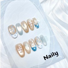Naily 純手工穿戴甲 月光心願 中橢圓 S碼, 1個