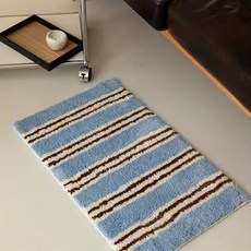 북유럽 감성 스트라이프 다용도 거실 침실 인테리어 매트, 블루