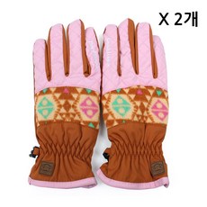 폴프랭크 패딩장갑 2개 핑크 고급스러운 패턴 따뜻한 아동방한장갑