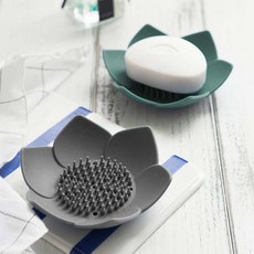 온리빙 플라워 실리콘 비누받침 비누받침대, 그레이, 1개