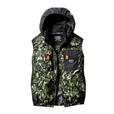 BURTLE 工作服套裝組 AC1154 後開風扇 含帽款 空調服, 迷彩x綠（含24V電池風扇★67,M