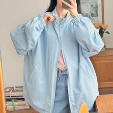 로로텐 봄 오버핏 바람막이 점퍼 하이넥 밑단스트링 여성 빅사이즈