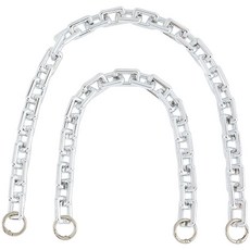 2개 CCB 플라스틱 직사각형 링크 지갑 체인 (2가지 스타일) 플래티넘 색상 길이 403~603mm, 은색