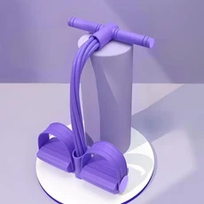 BYZEE 페달식 저항 밴드 운동기구 6단 튜브 전신 스트레칭 홈트레이닝, 1개, 퍼플