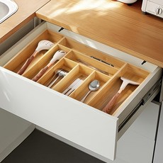 디위닉 길이조절 대나무 서랍정리 트레이 확장형 수저 커트러리 정리함, 내츄럴(8칸), 1개