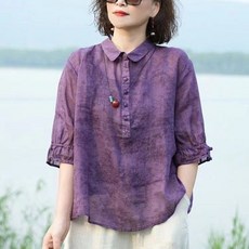 1/1+1중년여성 50대 티셔츠 통기 얇은 셔츠