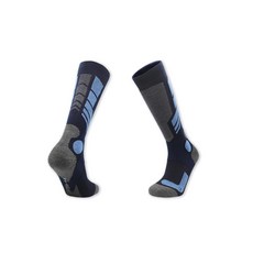 滑雪襪 高筒保暖透氣排汗滑雪襪，加厚襪底緩衝支撐，專業滑雪運動襪, 8201深藍底L, 1套