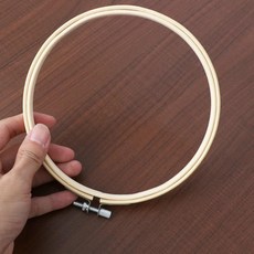 대나무 자수 링 수제 바느질 공예 천을 단단히 고정 벽걸이 장식 도구, 1개, 기본